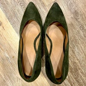 Madewell Hanne Heel in Forest Green Suede, Size 10